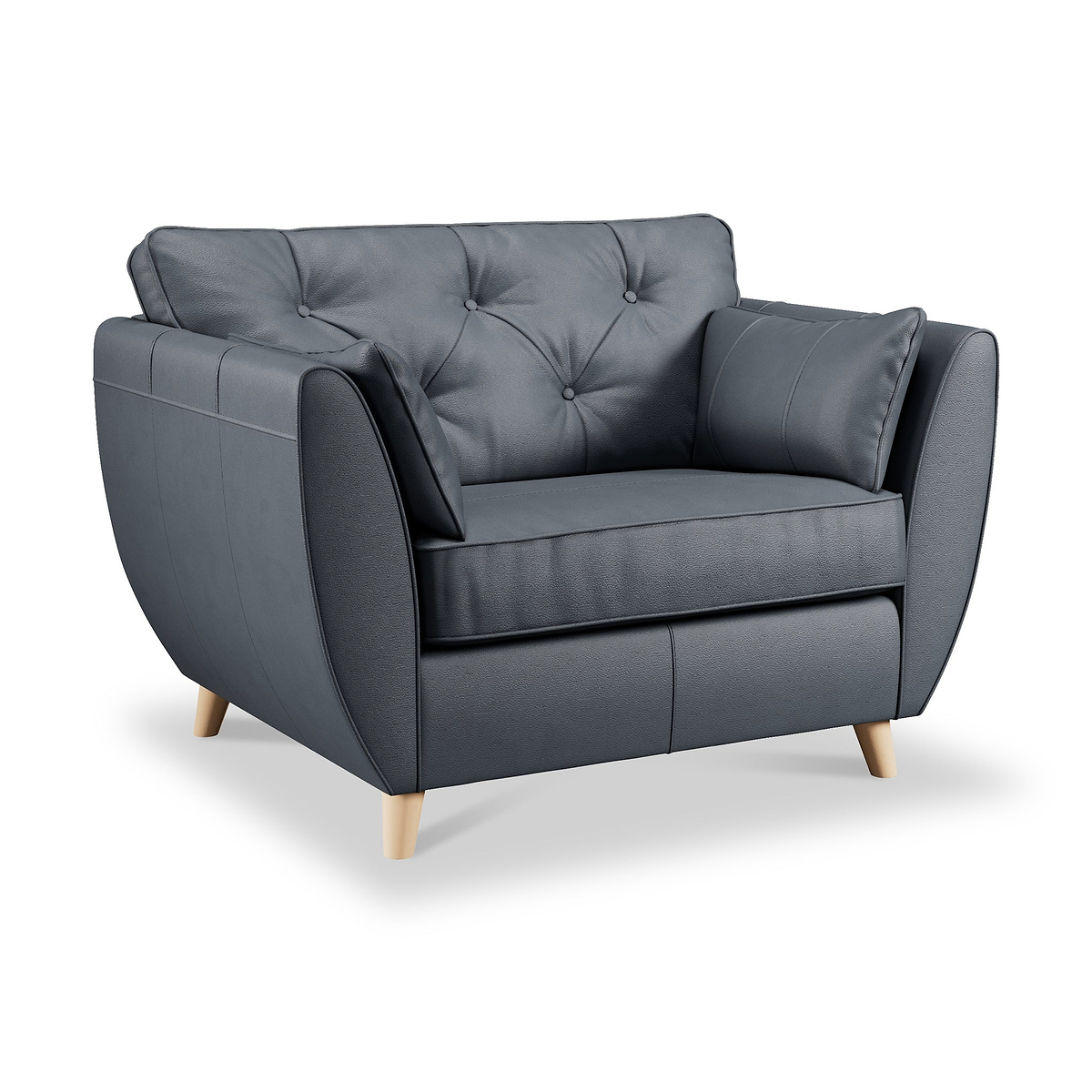Edison Leather Snuggle Chair Light Feet Navy from Roseland Furniture