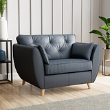 Edison Leather Snuggle Chair Light Feet Navy from Roseland Furniture
