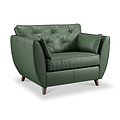 Edison Leather Snuggle Chair Dark Feet Green from Roseland Furniture