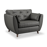 Edison Leather Snuggle Chair Dark Feet Raven from Roseland Furniture