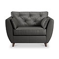 Edison Leather Snuggle Chair Dark Feet Raven from Roseland Furniture