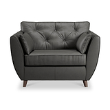 Edison Leather Snuggle Chair Dark Feet Raven from Roseland Furniture