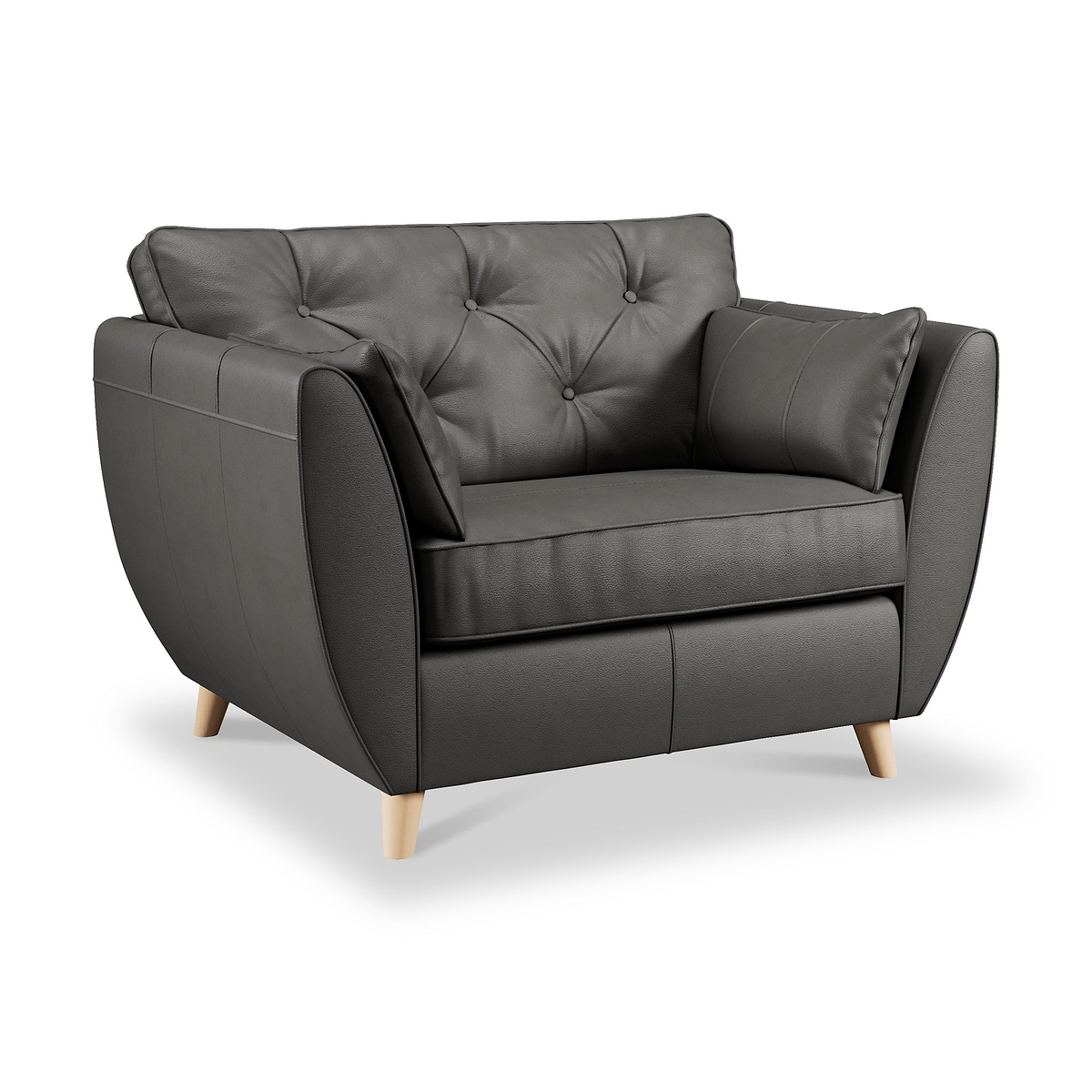 Edison Leather Snuggle Chair Light Feet Raven from Roseland Furniture