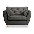 Edison Leather Snuggle Chair Light Feet Raven from Roseland Furniture