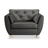 Edison Leather Snuggle Chair Light Feet Raven from Roseland Furniture