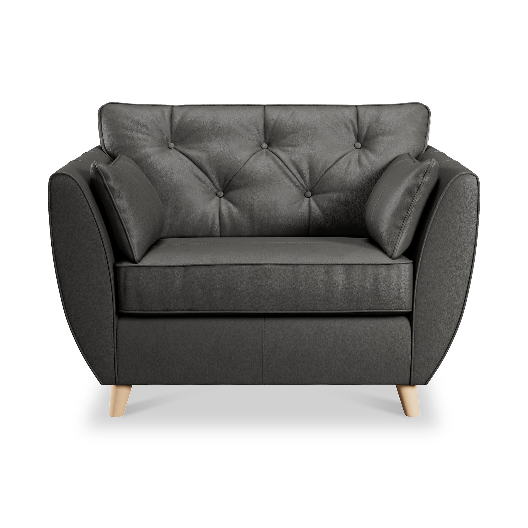 Edison Leather Snuggle Chair Light Feet Raven from Roseland Furniture