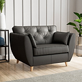 Edison Leather Snuggle Chair Light Feet Raven from Roseland Furniture