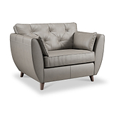 Edison Leather Snuggle Chair Dark Feet Stone Grey from Roseland Furniture
