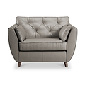 Edison Leather Snuggle Chair Dark Feet Stone Grey from Roseland Furniture