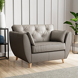 Edison Leather Snuggle Chair Light Feet Stone Grey from Roseland Furniture