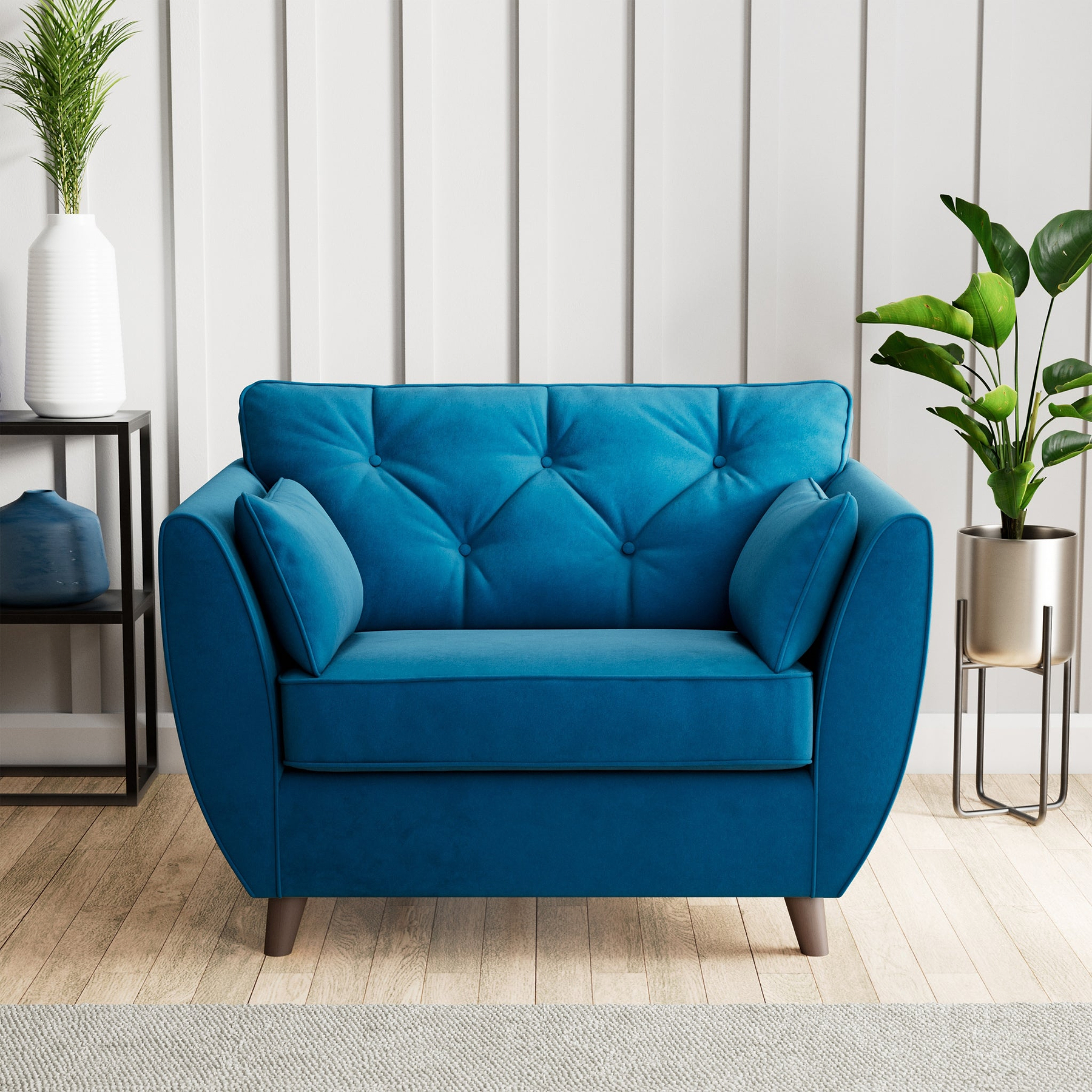 Edison Snuggle Chair Dark Feet Marine from Roseland Furniture