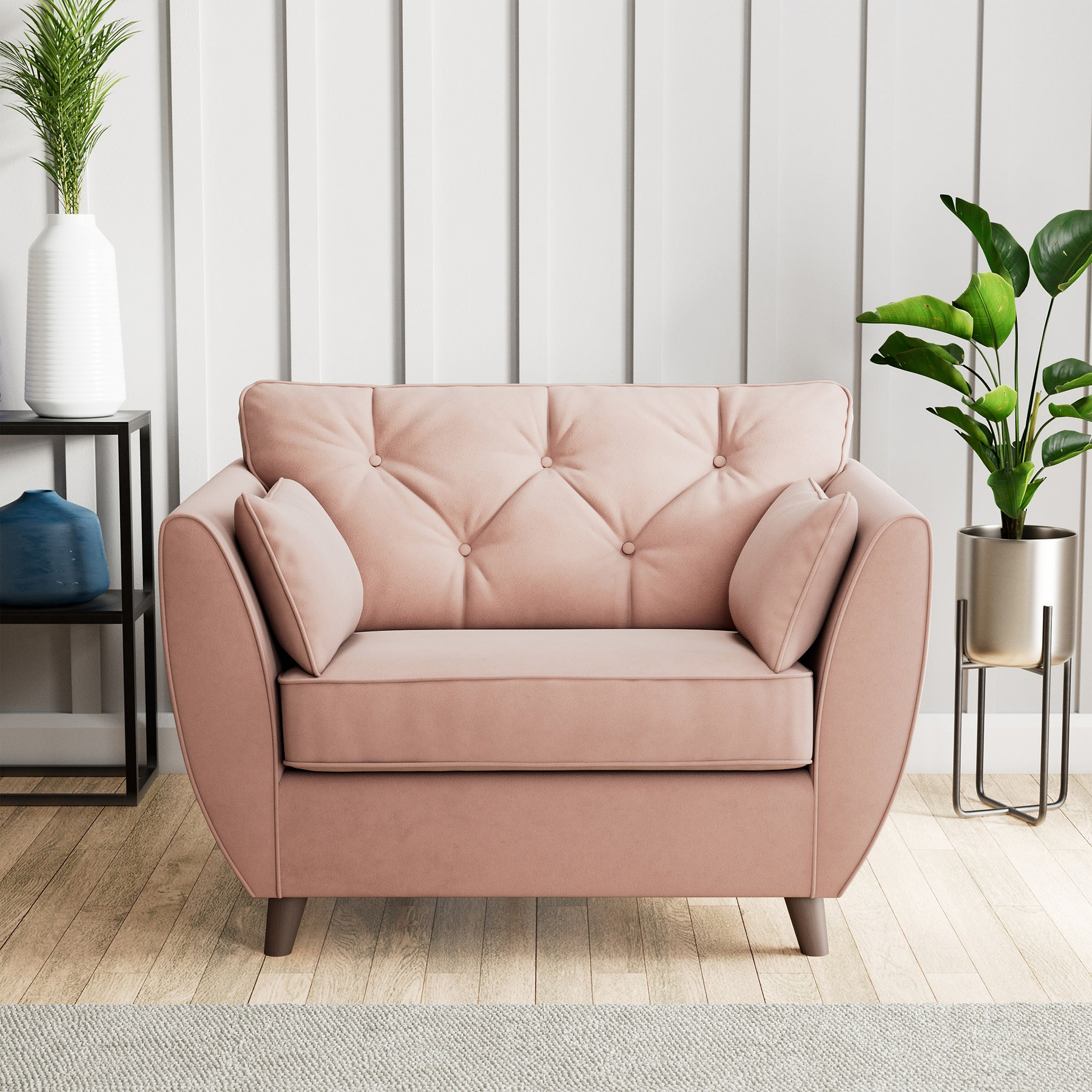 Edison Snuggle Chair Dark Feet Blush from Roseland Furniture