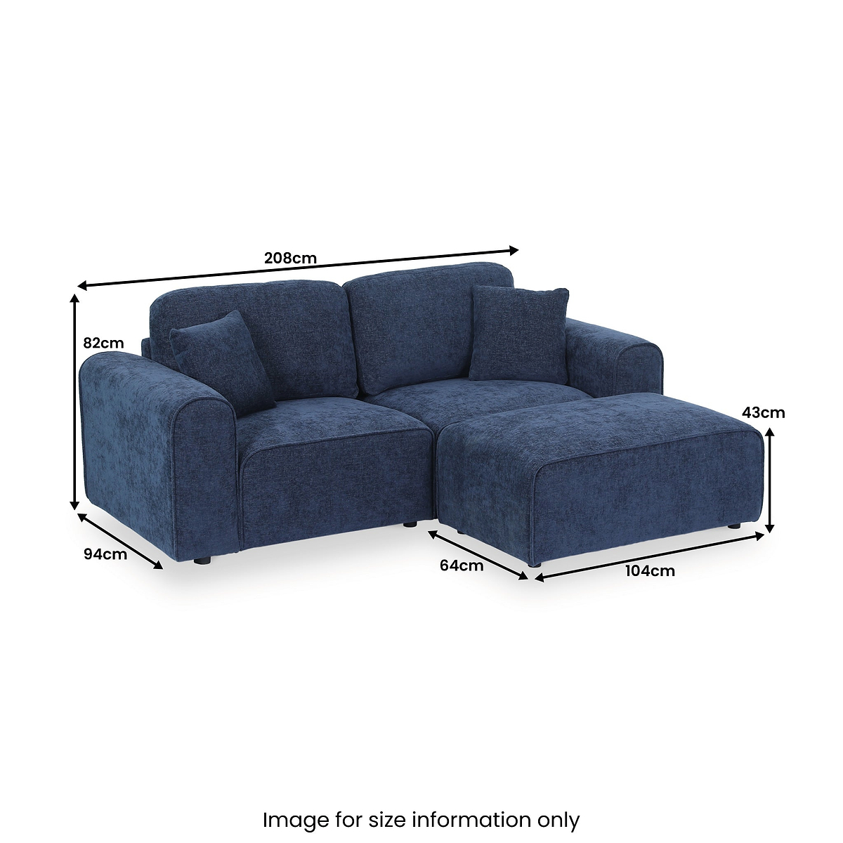 Hugo Chaise Sofa Deep Blue from Roseland Furniture
