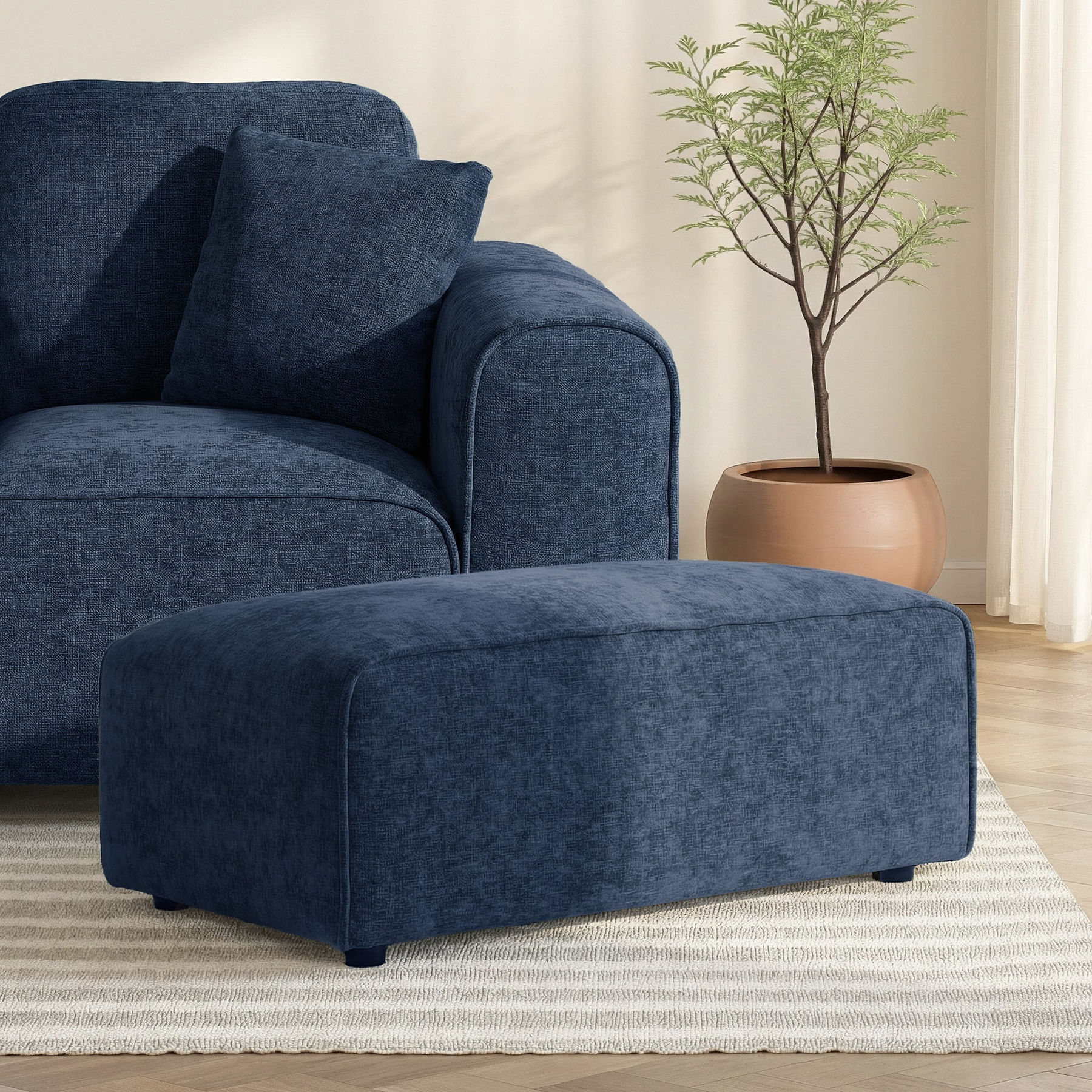 Hugo Footstool Deep Blue from Roseland Furniture