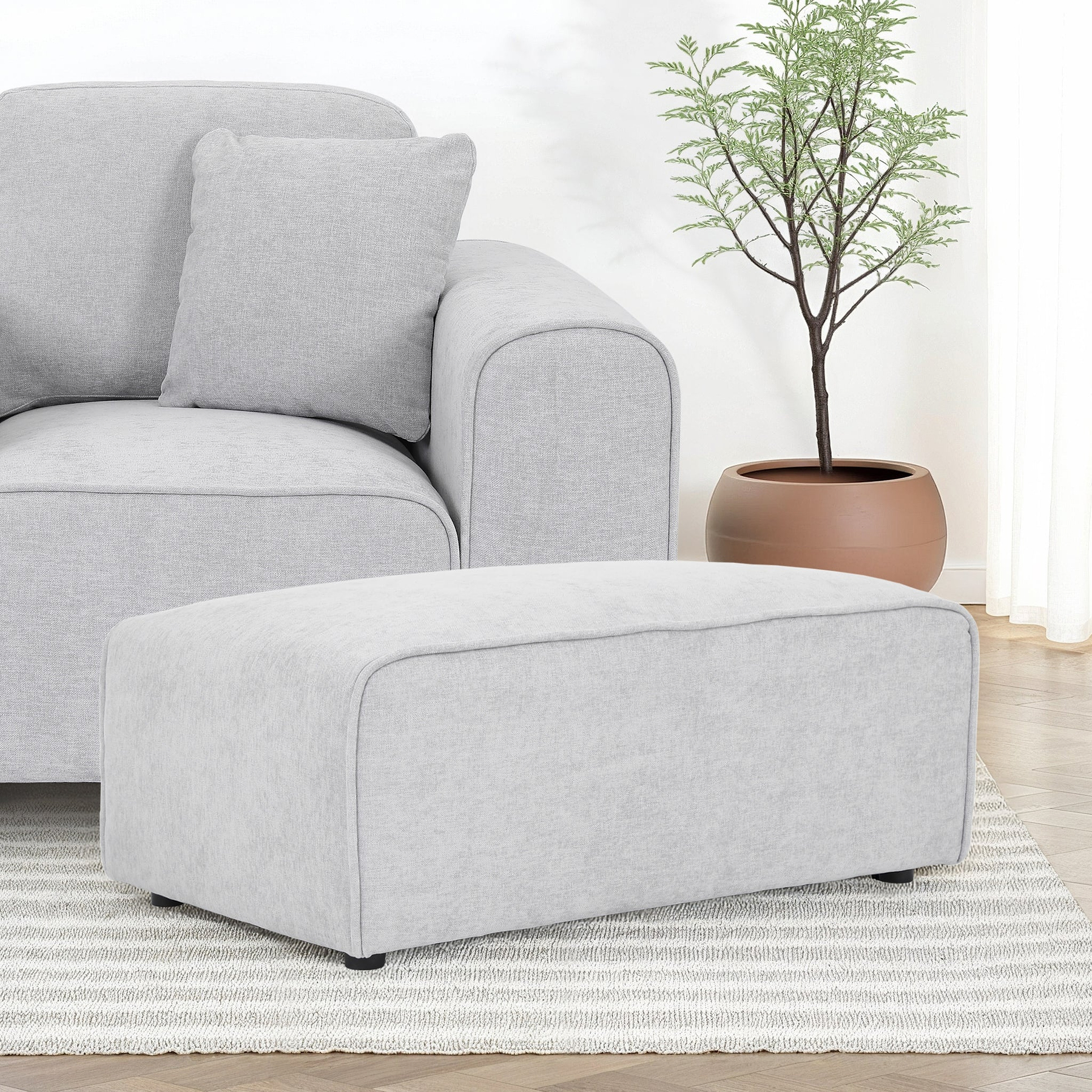 Hugo Fog Grey Footstool from Roseland Furniture