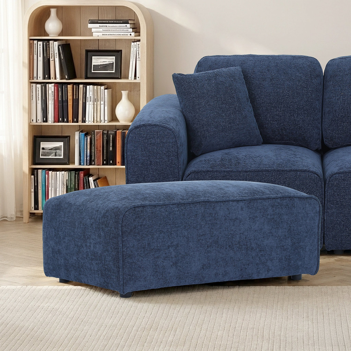 Hugo Footstool XL Deep Blue from Roseland Furniture