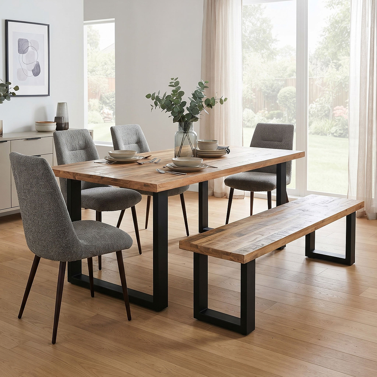 Jaxon Industrial Mango Wood 180cm Rectangular Dining Table from Roseland Furniture