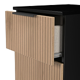 Jago-slatted-effect-3-drawer-bedside-black from Roseland Furniture