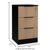 Jago-slatted-effect-3-drawer-bedside-black from Roseland Furniture