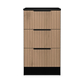 Jago-slatted-effect-3-drawer-bedside-black from Roseland Furniture