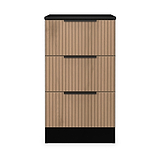 Jago-slatted-effect-3-drawer-bedside-black from Roseland Furniture