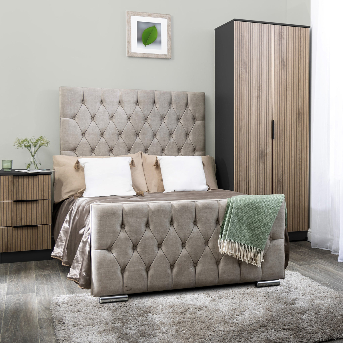 Jago-slatted-effect-3-drawer-bedside-black from Roseland Furniture