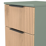 Jago-slatted-effect-3-drawer-bedside-green from Roseland Furniture