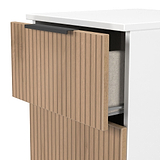 Jago-slatted-effect-3-drawer-bedside-white from Roseland Furniture