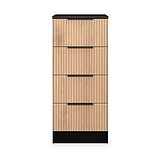 Jago-slatted-effect-4-drawer-bedside-black from Roseland Furniture