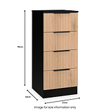 Jago-slatted-effect-4-drawer-bedside-black from Roseland Furniture