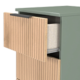 Jago-slatted-effect-4-drawer-bedside-green from Roseland Furniture