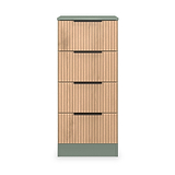 Jago-slatted-effect-4-drawer-bedside-green from Roseland Furniture