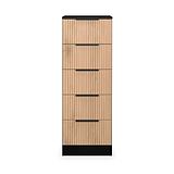 Jago-slatted-effect-5-drawer-tallboy-black from Roseland Furniture