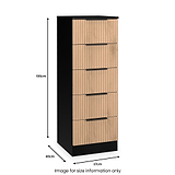 Jago-slatted-effect-5-drawer-tallboy-black from Roseland Furniture