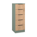 Jago-slatted-effect-5-drawer-tallboy-green from Roseland Furniture