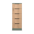 Jago-slatted-effect-5-drawer-tallboy-green from Roseland Furniture