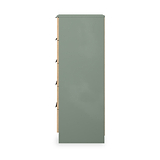 Jago-slatted-effect-5-drawer-tallboy-green from Roseland Furniture