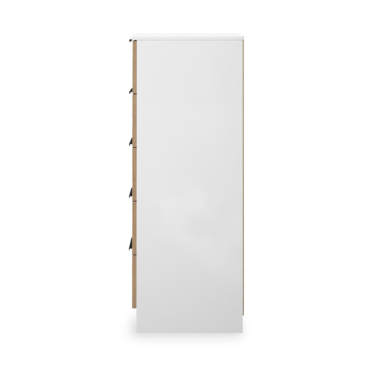 Jago-slatted-effect-5-drawer-tallboy-white from Roseland Furniture