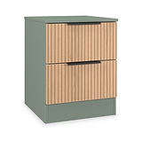 Jago-slatted-effect-2-drawer-bedside-green from Roseland Furniture