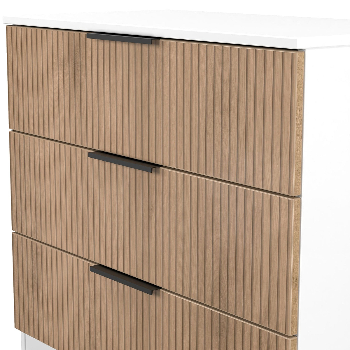 Jago-Slatted-Effect-3-Drawer-Chest-White from Roseland Furniture