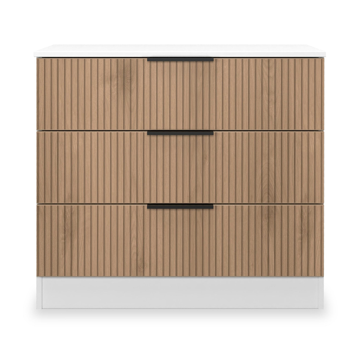 Jago-Slatted-Effect-3-Drawer-Chest-White from Roseland Furniture