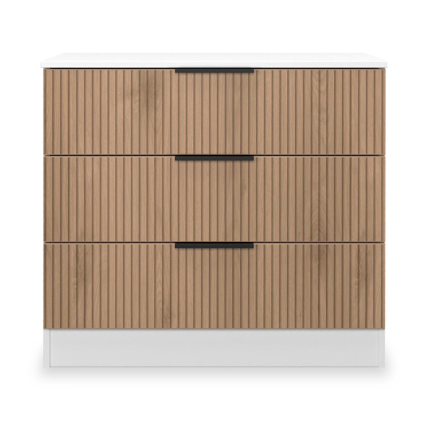 Jago-Slatted-Effect-3-Drawer-Chest-White from Roseland Furniture