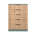 Jago-slatted-effect-5-drawer-chest-green from Roseland Furniture