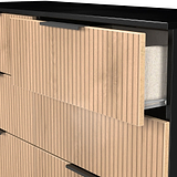 Jago-slatted-effect-6-drawer-midi-chest-black from Roseland Furniture