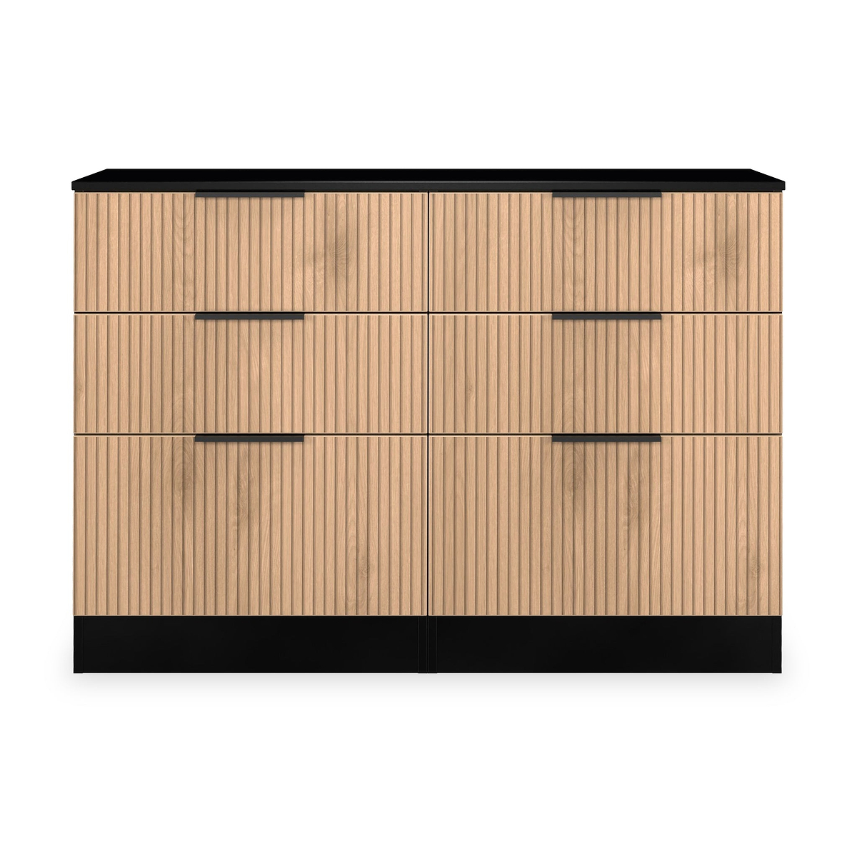 Jago-slatted-effect-6-drawer-midi-chest-black from Roseland Furniture