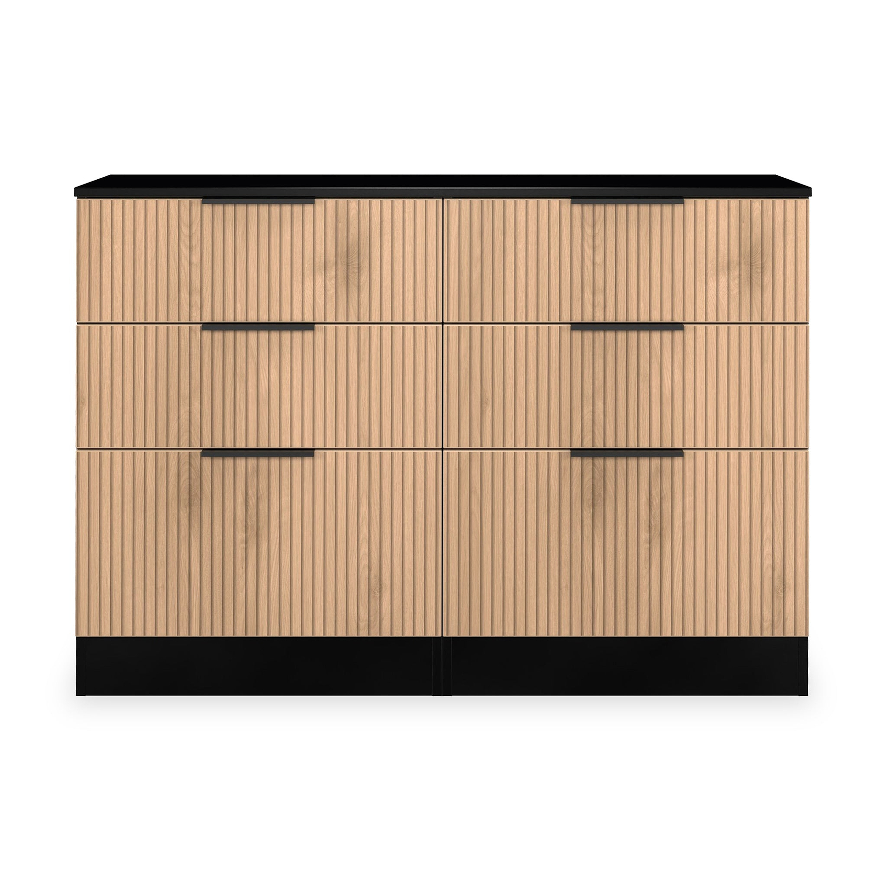 Jago-slatted-effect-6-drawer-midi-chest-black from Roseland Furniture