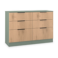 Jago-slatted-effect-6-drawer-midi-chest-green from Roseland Furniture