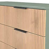 Jago-slatted-effect-6-drawer-midi-chest-green from Roseland Furniture