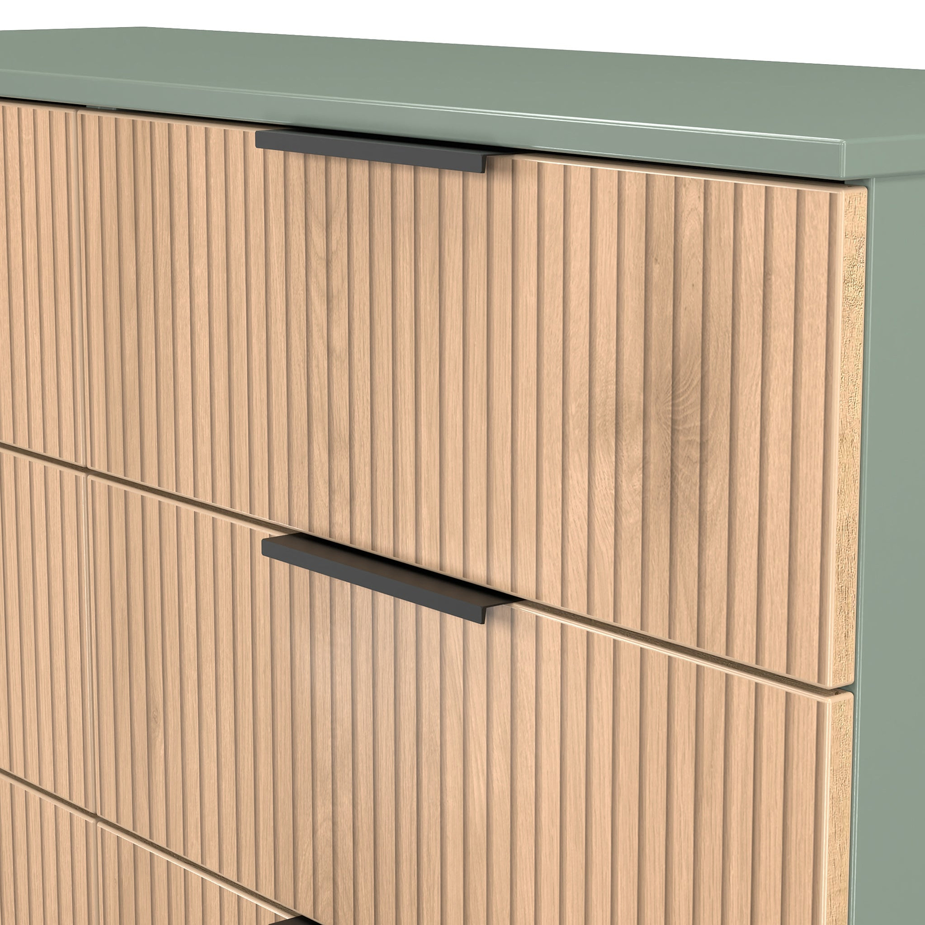 Jago-slatted-effect-6-drawer-midi-chest-green from Roseland Furniture