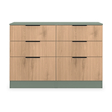 Jago-slatted-effect-6-drawer-midi-chest-green from Roseland Furniture